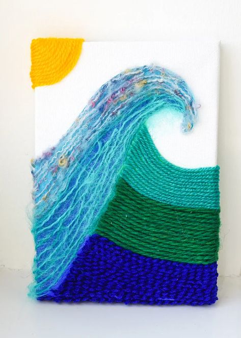 Yarn Line Art, Canvas Yarn Art Diy, Wool Art On Canvas, Yarn Painting For Kids, Yarn Art Canvas, Yarn Art Ideas, Wool Art Ideas, Size 7 Yarn Crochet Blanket, Tactile Art Projects