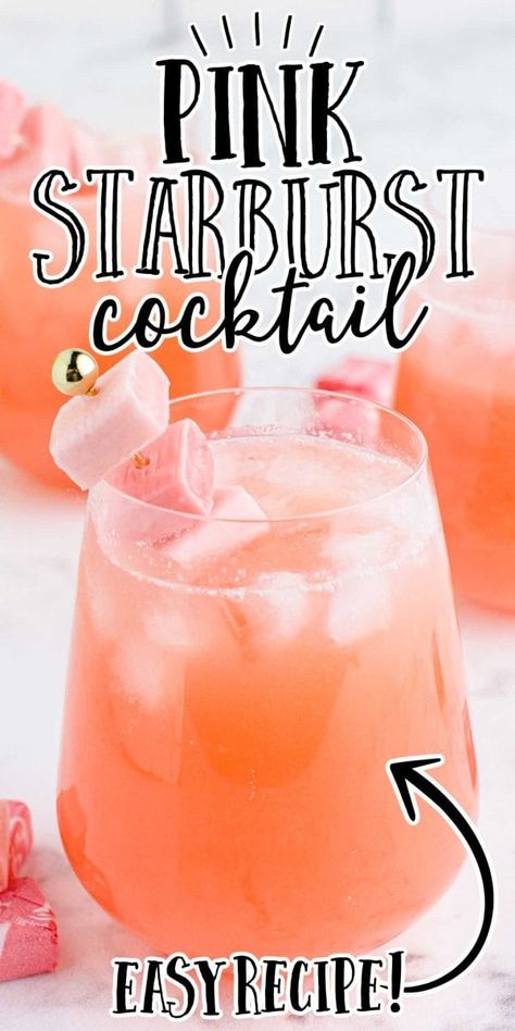 Pink Starburst Mixed Drink, Essen, Margaritas, Fun Pink Alcoholic Drinks, Easy Sweet Mixed Drinks Alcohol, Sweet Bar Drinks, Fun Girly Cocktails, Simple Sweet Alcoholic Drinks, Best Sweet Alcoholic Drinks