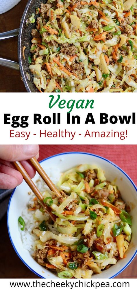 Recipes For Dinner No Dairy, Eggroll In A Bowl Recipe Vegetarian, Vegetarian Gluten Free Dairy Free, Vegan Carb Free Recipes, Vegan Eggroll In A Bowl Recipe, Vegan Recipes No Carb, Quick Vegan Gluten Free Meals, Vegan Asian Bowl, Easy Vegan Supper Ideas