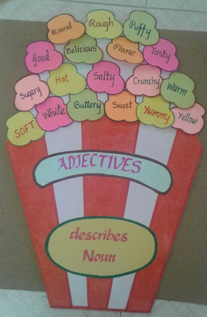 Adjective teaching aid Crafts For Teaching English, Teaching Adjectives Activities, Teaching Aid For English, Tlm For English Grammar, Teaching English Grammar Activities, Noun Project Ideas, Teaching Aids For English Grammar, Grammar Activities For Kids, What Is An Adjective