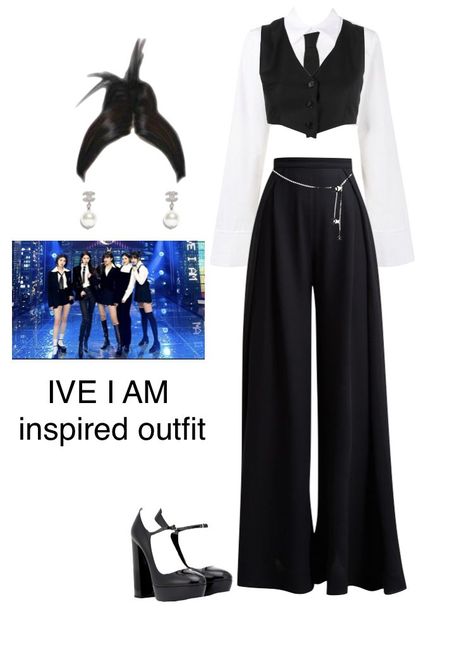 ive i am inspired outfit Business Casual Punk Outfits, Kpop Dance Outfits, Dance Performance Outfits, Korean Fashion Kpop Inspired Outfits, Korean Outfits Kpop, Kpop Concert Outfit, Vetements Clothing, Korean Fashion Kpop, Preformance Outfits