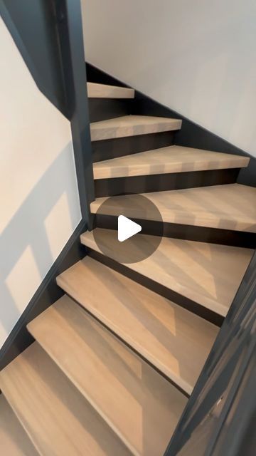 Stairs With Dark Wood, In House Stairs, Renovate Stairs, Modern House Stairs, Stairs Makeover Ideas, Stair Renovation, Stairs Renovation, Stair Makeover, Stairs Makeover