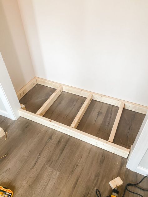 Modern Mudroom Closet, Mudroom Ideas Entryway Board And Batten, Mudroom Closet Diy, Entry Closet To Mudroom Convert, Closet To Mudroom Convert Diy, Closet Entryway Makeover, Entryway Nook Ideas, Mudroom Closet Ideas, Closet Into Mudroom Entry Ways