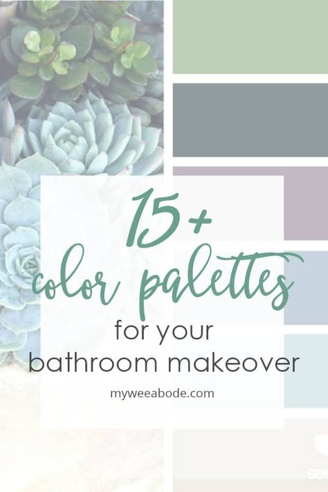 Creating a color palette for a room makeover is a great way to start with your designs and plans.  These bathroom color schemes will inspire you with a palette for your mood board. #myweeabode #moodboard #colorpalettes Bathroom Decorating Ideas Colors Schemes, Bathroom Colour Inspiration, Color Scheme For Bathroom, Blue Bathroom Color Palette, Bathroom Decor Color Ideas, Bathroom Color Decor Ideas, 2023 Bathroom Colors, Bathroom Themes Colors, Bathrooms Color Ideas