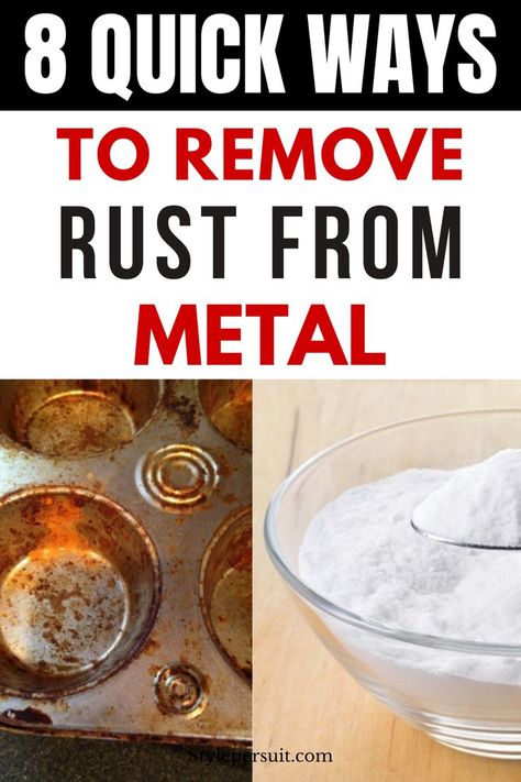 Removing rust from metal can be done using various methods, depending on the severity of the rust and the type of metal involved. Click to discover the best ways to rust stains from Getting Rid Of Rust On Metal, Get Rid Of Rust On Metal, Best Rust Remover, Removing Rust From Stainless Steel, Rust Removal From Metal Diy Baking Soda, Rust Remover From Metal, Rust Remover Diy, Cleaning Rust Off Metal, How To Paint Over Rusted Metal