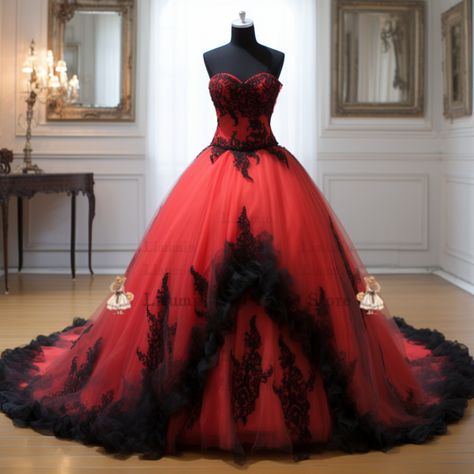 Strapless Ball Gown Wedding Dress, Wedding Dress Robe, Strapless Wedding Dress Mermaid, Black Wedding Gowns, Prom Dress With Train, Purple Wedding Dress, Red Wedding Dress, Lace Applique Wedding Dress, Red Homecoming Dresses