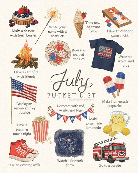 Natal, July Bucket List, January Bucket List, Campfire With Friends, Summer Movie Night, Firework Show, Herbst Bucket List, Star Shaped Cookies, Ice Cream Flavor