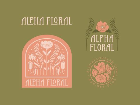 Alpha Floral Rebrand by Chelsea Bunn Logo Fleur, Design Alphabet, Boutique Logo Design, Floral Logo Design, Flower Logo Design, Logo Floral, Floral Logo, Flower Logo, Boutique Logo