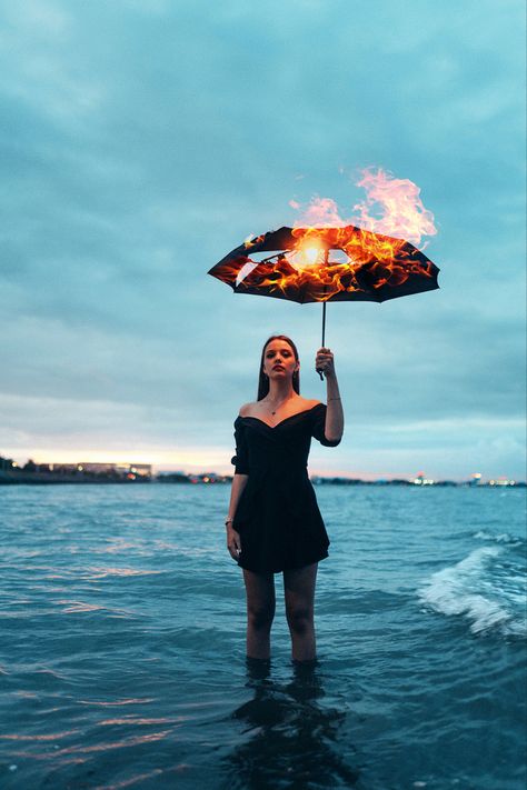 Umbrella, photo,  photographer, idea for photo, fire, photo with fire 🔥, Instagram, wallpaper Photo Shoot In The Rain Ideas, Fire Ring Photoshoot, Pose Reference Photo Umbrella, Fire And Water Photoshoot, Newspaper On Fire Photoshoot, Fire Element Photoshoot, Fire Themed Photoshoot, Fire Aesthetic Girl, Shoot Concepts Ideas