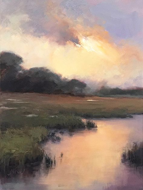 Oil Painting Of Landscape, Sunrise Aesthetic Painting, Abstract Landscape Oil Painting, Sunrise Landscape Painting, Seascape Oil Painting, Tonalism Paintings, Abstract Landscape Painting Oil, Simple Landscape Painting, Peace Like A River