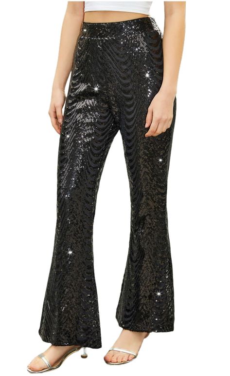 PRICES MAY VARY. MATERIAL: This amazing sequin bell bottoms are made of high-quality sequin fabric and soft lining, with a high waistband that fits snugly to the body and allows for natural movement. high waisted bell bottoms feature a charming glossy design that will catch everyone's attention no matter where you go. The dazzling sequin design adds extra shine to your wardrobe, making women's sparkling flared pants an ideal choice for any occasion. DESIGN: This sequin wide leg pants feature an Sequin Bell Bottoms, Sequin Wide Leg Pants, Night Out Clubwear, Bell Bottom Pants Outfit, High Waisted Bell Bottoms, Black Sequin Pants, Sparkly Pants, Sequin Flare Pants, Sequin Pant