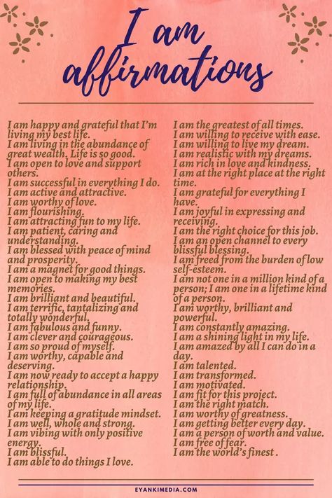 Journal Affirmations I Am, Powerful Daily Affirmations, Inspirational Affirmations Motivation, Daily Affirmations I Am, How To Do Daily Devotions, Affirmation Words List, Positive I Am Affirmations, I Am Daily Affirmations, List Of Positive Affirmations