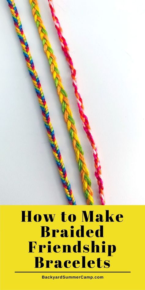 Kids will love learning how to make a braided friendship bracelet using colorful embroidery floss thread and a beginner tutorial. Friendship Bracelets With Embroidery Floss, Braided Embroidery Floss Bracelet, Embroidery Floss Bracelets Tutorial Easy, Crafts With Embroidery Floss, Friendship Bracelet Braid, Embroidery Floss Bracelet, Braided Bracelet Tutorial, Floss Crafts, Embroidery Thread Bracelets