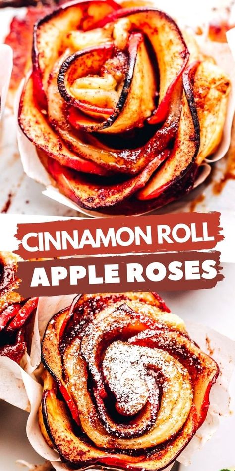 Cinnamon Roll Apple Roses with super apple roses recipe with delicious buttery cinnamon roll flavor. Apple Pie In A Apple, Pie, Essen, Mini Apple Cinnamon Rolls, Caramel Apple Cinnamon Rolls Homemade, Rose Apple Pastry, Cinnamon Roll Apple Roses, Caramel Apple Roses, Apple Flowers Dessert