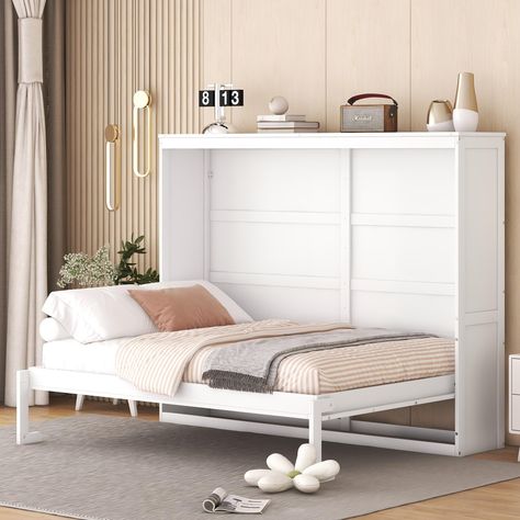 PRICES MAY VARY. 【Multi-purpose Modern Murphy Bed】Combining style and convenience is the perfect solution to guest rooms, and home offices. The murphy cabinet bed collection brings multi functionality to a single room.This Murphy bed can be folded away into a cabinet to open up floor space in any room. 【Space Saving Full Murphy Bed】This murphy cabinet chest bed gives you a spot to sleep without sacrificing the style of your guest room or home office. It folds against the wall when you need extra Guest Room Home Office, Murphy Bed Frame, Murphy Bed Wall, Full Size Murphy Bed, Full Murphy Bed, Space Saving Beds, Tracker Free, Cabinet Bed, Folding Beds