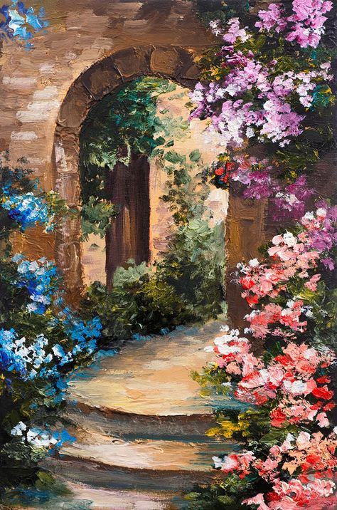 Oil Painting For Beginners - Plus 14 Painting Ideas - Beautiful Dawn Designs Oil Painting For Beginners, Italian Paintings, Cat Air, Summer Painting, Landscape Art Painting, Cute Paintings, Lukisan Cat Air, Creative Painting, Vintage Landscape