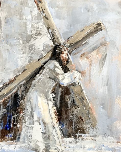 Painting of Jesus Christ Messiah carrying cross. Art by Chandra (Bush) Savaso Visio Divina, Cross Art Painting, Crucifixion Art, Carrying Cross, Jesus Christ Cross, Jesus Christ Painting, Jesus Artwork, Jesus Christ Artwork, Holy Quotes