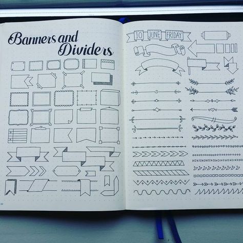 25 Bullet Journal Ideas and Layouts Start with a few banner styles. There’s plenty of options for banners! Yet more banners. A lovely way to keep track of birthdays. How many books can you track? Here’s some simple colorful banners. A great setup for a week at a glance! Nice layout for goals, tracking, daily … Fitness Journal Ideas, Bullet Journal Headers, Bujo Planner, Bullet Journal Banner, Dot Journals, Bullet Journal Inspo, Bullet Journal Layout, Journal Layout, Journals & Planners