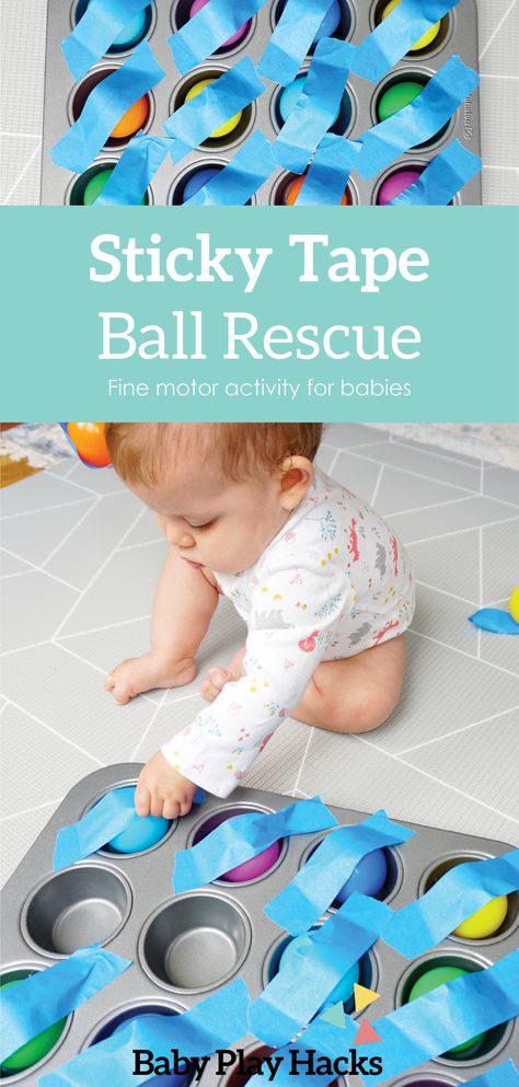 Ball Rescue — Baby Play Hacks 6 Month Old Activities Fine Motor Skills, Family Infant Activities, Infant School Activities, Under 2 Sensory Play, Infant Car Activities, Infant Activities 6 Months, Sensory Projects For Infants, Ball Activities For Infants, New Year Infant Activities