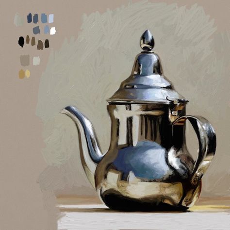 Hyperrealism, Silver Objects, Tips For Painting, Realistic Oil Painting, Oil Painting Tutorial, Still Life Drawing, Simple Acrylic Paintings, Realistic Paintings, Painting Still Life