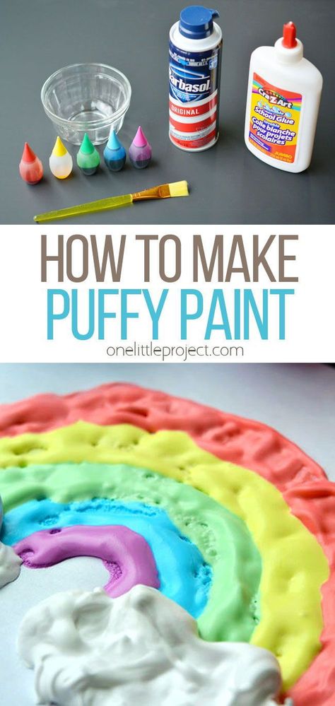 Puffy Paint Crafts, Diy Puffy Paint, Homemade Puffy Paint, Paint Recipe, Toddler Arts And Crafts, Daycare Activities, Preschool Arts And Crafts, Puffy Paint, Daycare Crafts