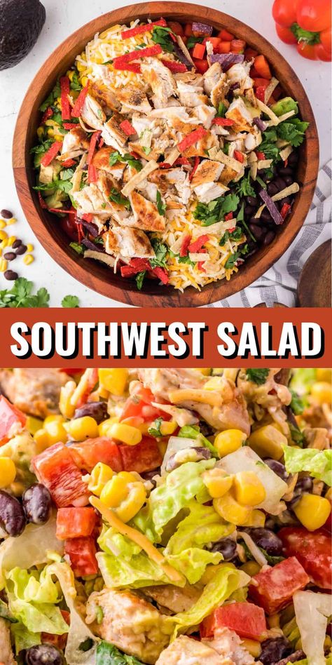 Southwest Chickpea Salad, Mcdonalds Southwest Salad, Southwest Ranch Chicken, Southwest Chicken Salad Dressing, Healthy Tex Mex Recipes, Tex Mex Salad Recipes, Quick And Easy Summer Dinner Recipes Chicken Salads, Mixed Salad Recipes, South Western Salad