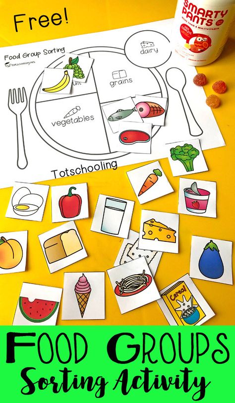 This food groups sorting activity is the perfect way to help kids learn the different food groups, as well as portion control. :: www.thriftyhomeschoolers.com Food Groups Preschool, 5 Food Groups, Healthy Food Activities, Preschool Food, Permainan Kerjasama Tim, Nutrition Activities, Healthy Plate, Food Activities, Food Pyramid