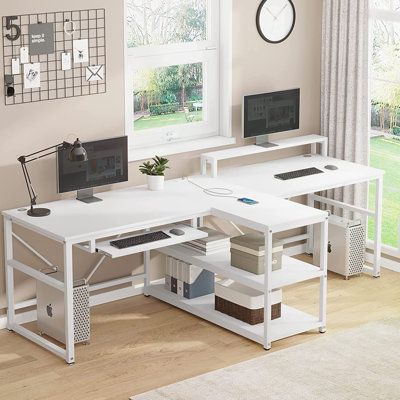 Double Computer Desk, Build Office, Desk Double, Two Person Desk, Multifunctional Desk, White Computer Desk, Desk For Home Office, Workstation Desk, Double Desk