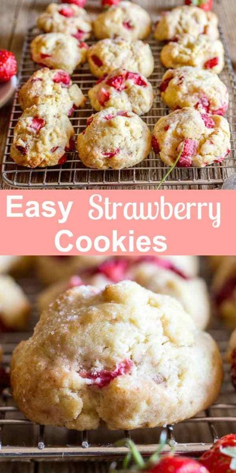 Special Cookies, Fresh Strawberry Recipes, Strawberry Dessert Recipes, Dessert Simple, Strawberry Cookies, Delicious Cookies, Melted Chocolate, Easy Strawberry, Strawberry Desserts