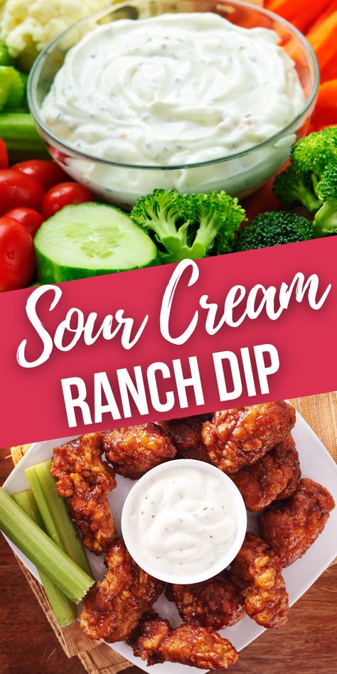 Ranch And Sour Cream Dip, Ranch With Sour Cream, Sour Cream Ranch Dip Easy, Ranch Chip Dip Recipes, Keto Ranch Dip Sour Cream, Hidden Valley Ranch Dip Recipe Sour Cream, Ranch Dip With Sour Cream, Ranch Dip With Cream Cheese, Ranch Seasoning Dip Recipes