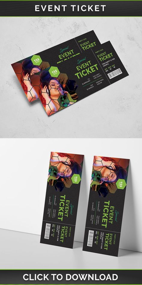 Show Tickets Design, Event Ticket Design, Tickets Design, Ticket Design Template, Ticket Template Free, Event Ticket Template, Custom Tickets, Movie Ticket, Event Tickets