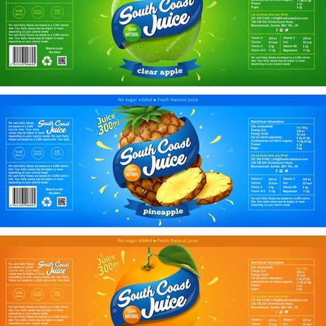 Winning design by angel-es Bottle Label Design Ideas, Fruit Juice Packaging, Juice Label, Label Printing, Packaging Template Design, Juice Branding, Fruit Packaging, Juice Packaging, Bottle Design Packaging