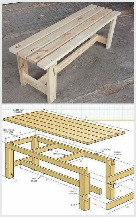 Best DIY Wood Garden Bench Plans Build A Bench, Mebel Antik, Projek Kayu, Farmhouse Bench Diy, Wood Bench Outdoor, Diy Wood Bench, Diy Bench Outdoor, Making Furniture, Table And Bench