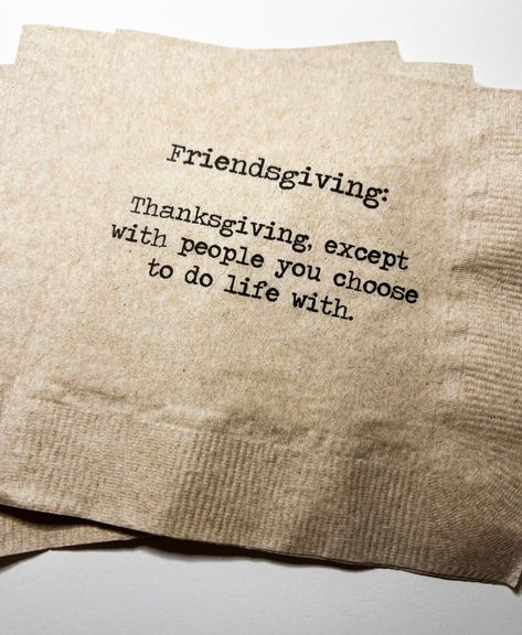 These Friendsgiving funny themed cocktail napkins are perfect for that Friendsgiving or Thanksgiving event you are planning! These 2ply Kraft cocktail napkins are approximately 5x5, and are printed with design and wording as shown. Please note these napkins do not come personalized,  and there are no other customization options at this time. If you have any questions about this item, please contact seller before ordering. Please also take special attention to production time and make sure and pu Friendsgiving Quotes, Friendsgiving Dinner Party, Thanksgiving Friends, Friendsgiving Decorations, Thanksgiving Dinner Party, Thanksgiving Friendsgiving, Friendsgiving Dinner, Friendsgiving Party, Friends Thanksgiving