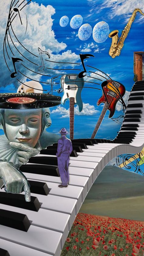 Surrealism Music Art, Surrealism Buildings Art, Music Surrealism Art, Concept Of Time Art, Trippy Dream Art, Colorful Surreal Art, Art About The Future, Dream Art Inspiration, Trippy Surreal Art