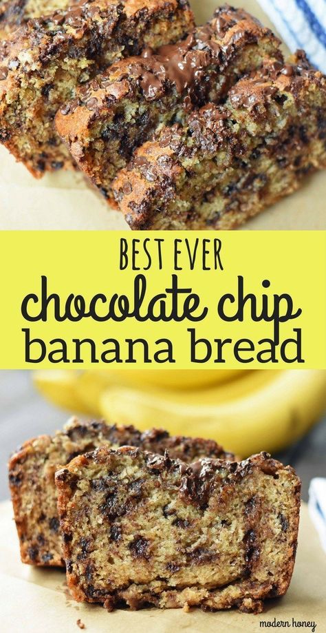 Banana Bread 2 Bananas, Choc Chip Banana Bread, Banana Bread Moist, Banana Bread With Chocolate Chips, Banana Bread With Chocolate, Bread With Chocolate Chips, Perfect Banana Bread, Chocolate Chip Banana Bread Recipe, Bread With Chocolate