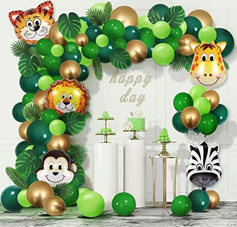 Safari Birthday Party Decorations, Jungle Theme Decorations, Jungle Theme Birthday Party, Jungle Thema, Birthday Decorations At Home, Wild Birthday Party, Jungle Theme Parties, Jungle Theme Birthday, Jungle Birthday Party