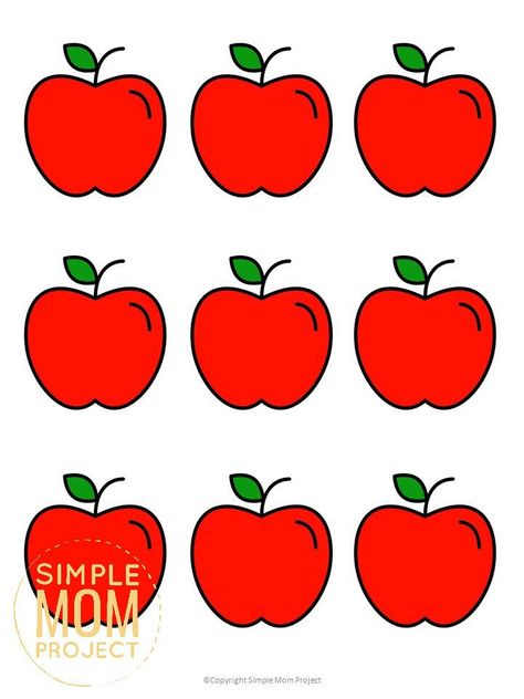 Are your kids looking for nice bright red & green apple templates for their spring time crafts? Here’s some easy & free printable apples templates for them to use in both large and small sizes with both red & green apple designs available. What a great way to make simple fruit for your diy apple tree. Click here to grab your free printable red & green apple templates today! #Redappletemplates #Redappleprintables #Greenappletemplates #Greenappleprintables #Appleprintables #SimpleMomProject Apple Pattern Printable, Apple Printables Free, Apple Curriculum, Apple Tree Activity, Apple Printable, Apple Outline, Apple Clip Art, Apple Clipart, Apple Template