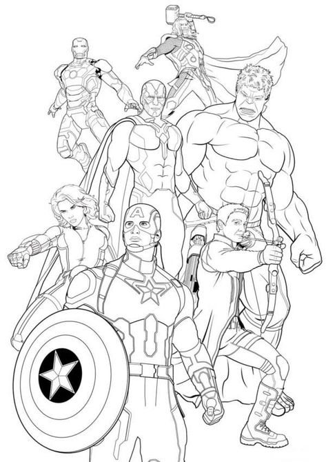 Captain America Coloring Pages, Iron Man Drawing, Fargelegging For Barn, Avengers Drawings, Avengers Coloring Pages, Superhero Coloring Pages, Avengers Coloring, Avengers Cartoon, Avengers Team