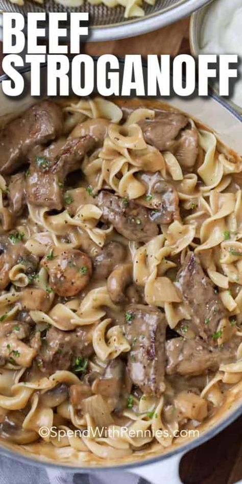 Beef And Mushrooms, Homemade Beef Stroganoff, Bread For Dipping, Easy Beef Stroganoff, Best Beef Stroganoff, Beef Stroganoff Crockpot, Beef Stroganoff Easy, Stroganoff Recipe, Homemade Beef