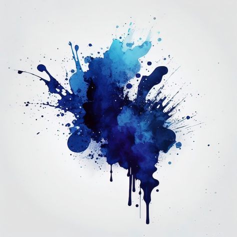 Blue Ink Painting, Color Splatter Tattoo, Paint Splash Art, Watercolor Splatter Tattoo, Splash Art Paint, Splash Tattoo Design, Blue Watercolor Tattoo, Splash Effect Backgrounds, Blue Splash Background