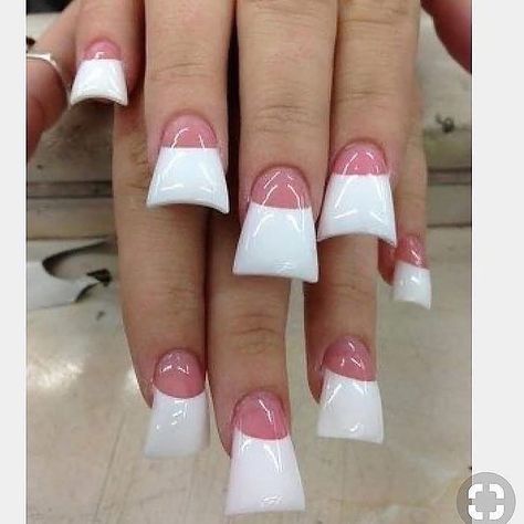 Duck Flare Nails, Flare Acrylic Nails, Flare Nails, Wide Nails, Duck Nails, Crazy Nails, Get Nails, French Tip Nails, Nail Shapes