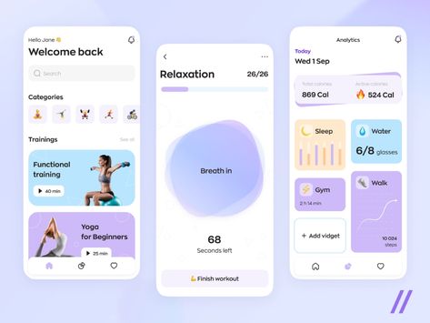 Fitness Apps Design, Vertical Workout, Ux Design Trends, Yoga App, Case Study Design, Ui Design Trends, Fit App, Wellness Apps, Desain Ui