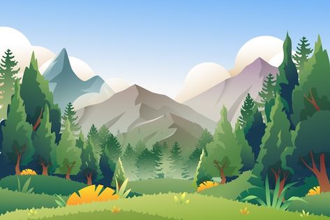 Nature, Cartoon Mountain, Home Screen Wallpaper Hd, Gambar Lanskap, Mountain Background, Mountain Drawing, Mountain Illustration, Nature Vector, Forest Background