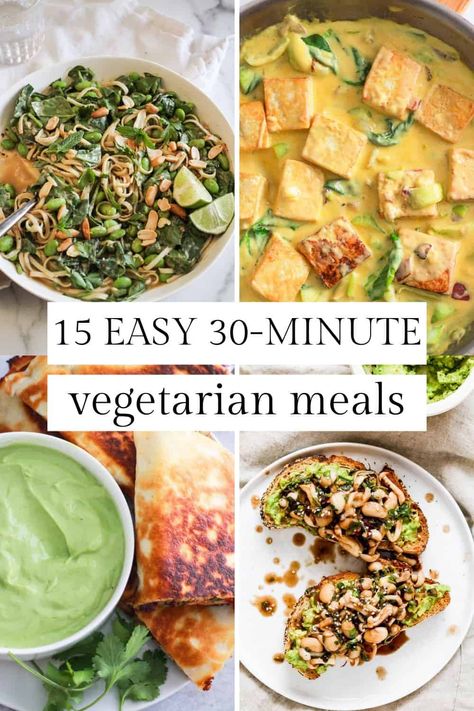 Vegetarian 5 Ingredient Recipes, 500 Calorie Vegetarian Meals, Easy One Pan Vegetarian Meals, Vegitaren Recipes Fast, Healthy Easy Vegetarian Meals, Vegetarian Recipes Quick And Easy, Fast Veggie Dinner, 30 Min Vegetarian Meals, Summer Meal Ideas Vegetarian