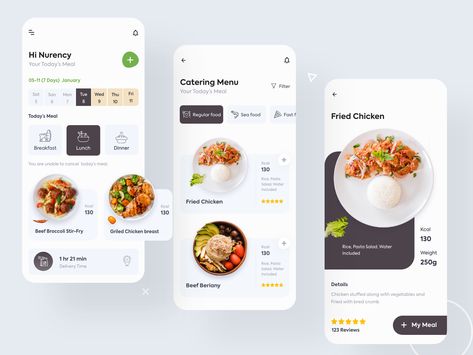 Catering management app ux by Nasir Uddin Ui Ux 디자인, Chicken Breakfast, Diet Apps, Food Delivery App, Mobile App Design Inspiration, App Interface Design, Catering Menu, Delivery App, App Design Inspiration