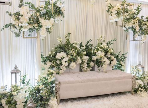 Wedding Dais on Instagram: “Intimate solemnisation of Ajreeya  #nikah#solemnisation#pelamin#pelaminnikah#floraldesign” Dekor Akad Nikah, Dekor Akad, Wedding Dais, Diy Wedding Backdrop, Modern Wedding Decor, Akad Nikah, Wedding Decor Elegant, Gray Weddings, Wedding Deco