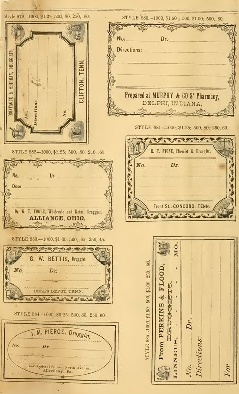 Vintage Junk Journal Pages Ideas Layout, Stary Papier, Kertas Vintage, Vintage Pharmacy, Apothecary Labels, Etiquette Vintage, Buku Harry Potter, Free Vintage Printables, Ticket Template