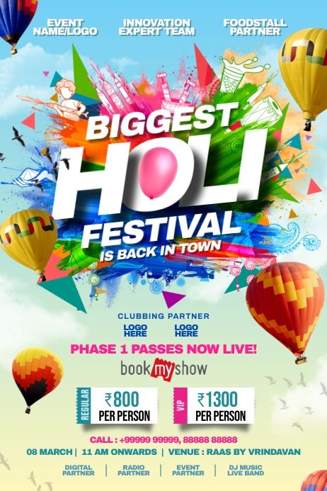 Holi 2023, Party Design Poster, Holi Color, Festive Poster, Social Media Campaign Design, Holi Poster, Holi Party, Poster Template Free, Online Poster