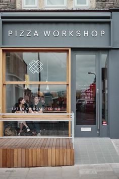 Pizza Workshop identity, by Moon in Bristol                                                                                                                                                                                 More Pizzeria Design, Restaurant Exterior Design, Cafe Exterior, Retail Facade, Restaurant Exterior, Shop Facade, Kitchen Ikea, Storefront Design, Interior Vintage